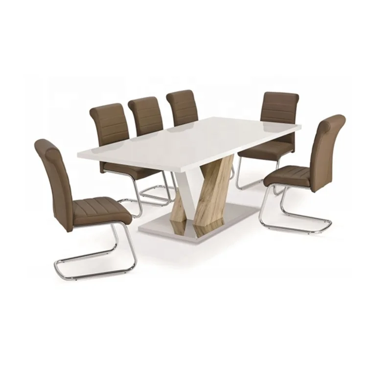 Домашняя мебель, Роскошный Глянцевый обеденный стол из ДВП, французский деревянный стол