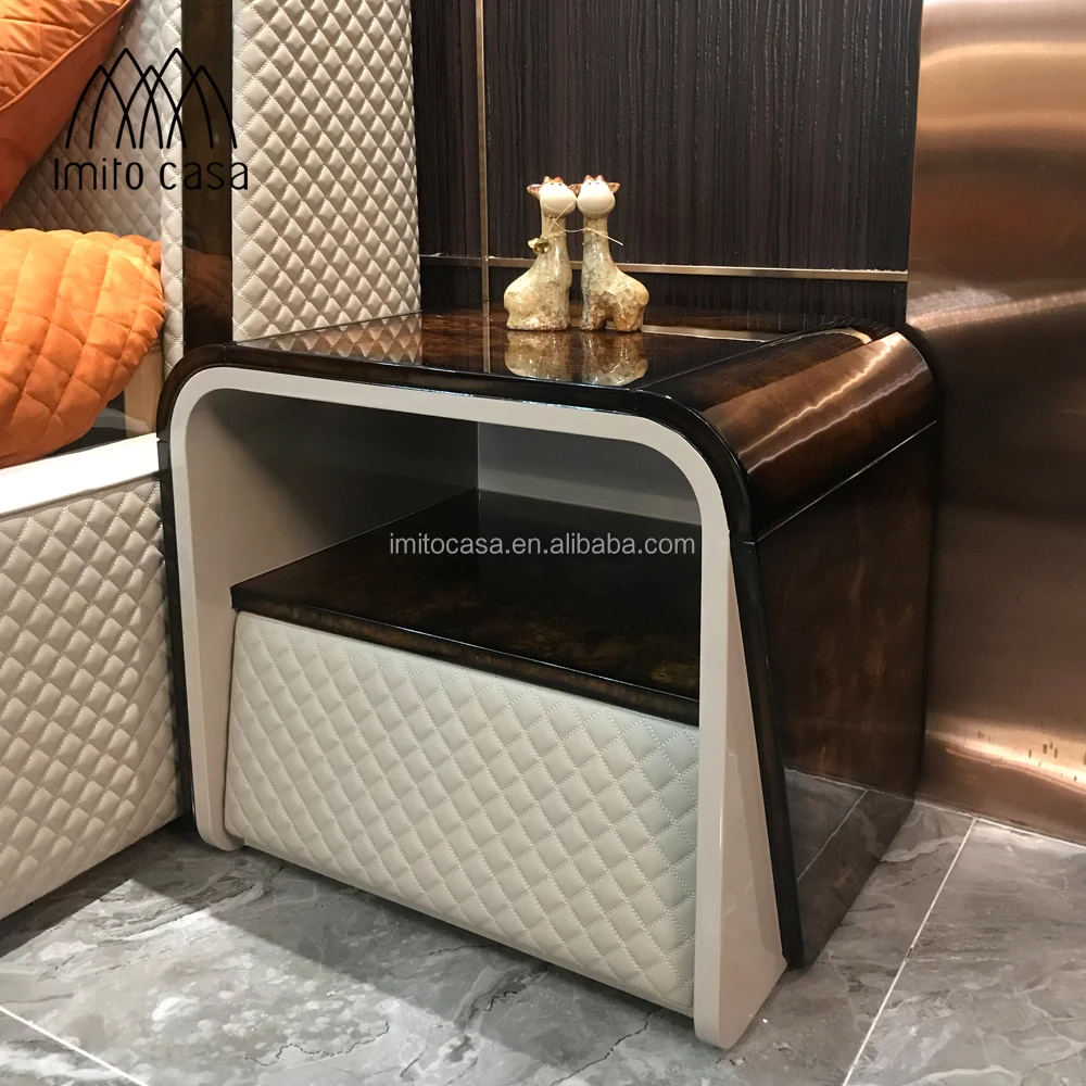 
New Design Italian Bedroom Furniture Glossy Painting Nightstand/ Post-modern Bedside Cabinet/ Entry Lux Veneer Bedside Table 
