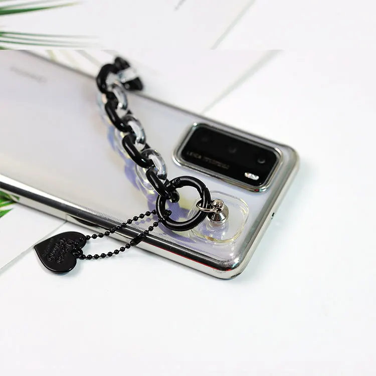 Creative Kawaii Cartoon Mobile Phone Hanging Chain Custom Heart Shaped Acrylic Cute Block Keychain