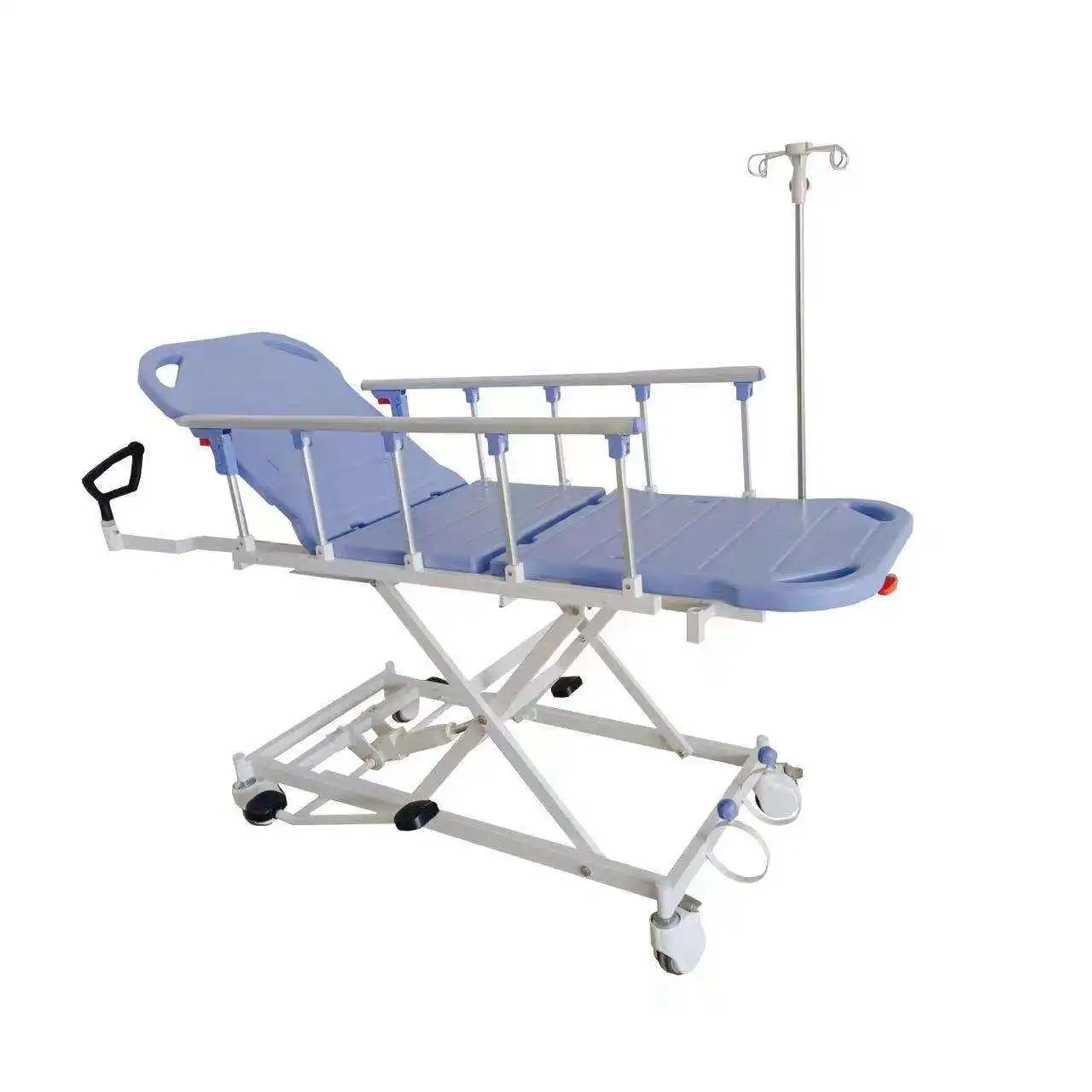 Hot sale bule color medical hydraulic emergency transport patient stretcher transfer hospital ambulance trolley bed