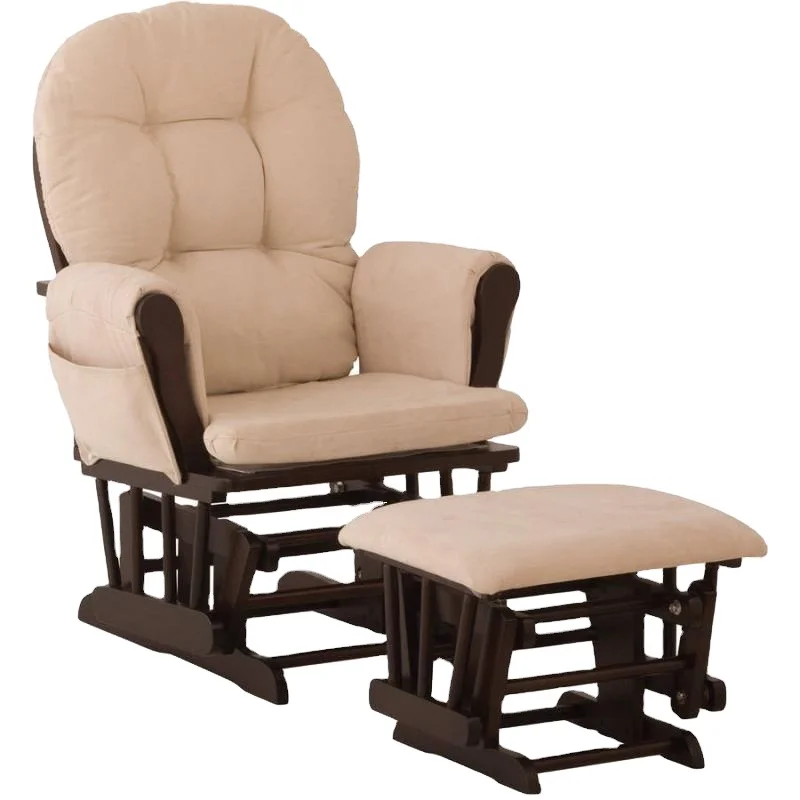 China Made High Quality Solid Wood  Rocking Glider Chair with Ottoman