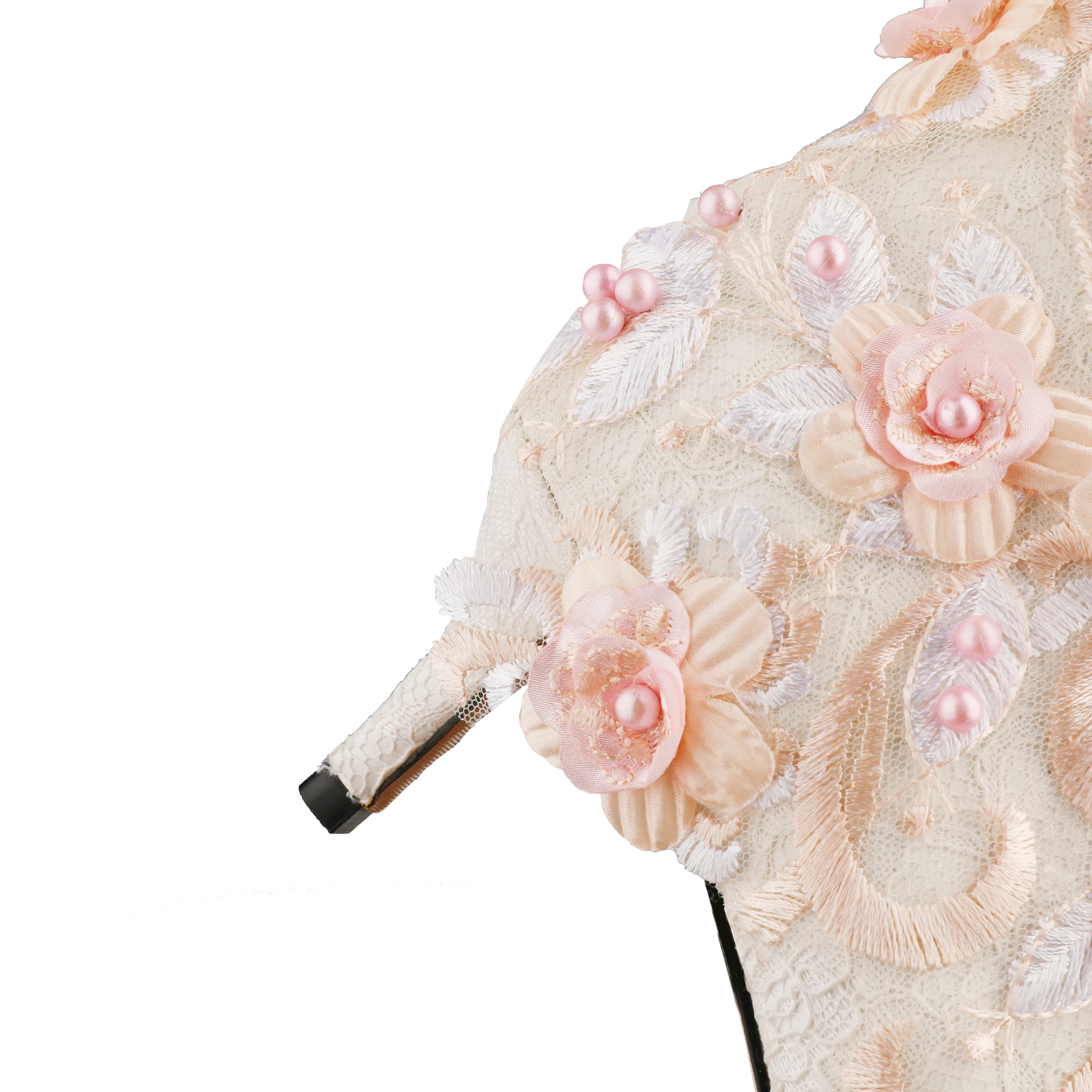 
Elegant White Color Satin Lace Women High Heel Wedding Shoes for Bride with Pearls 