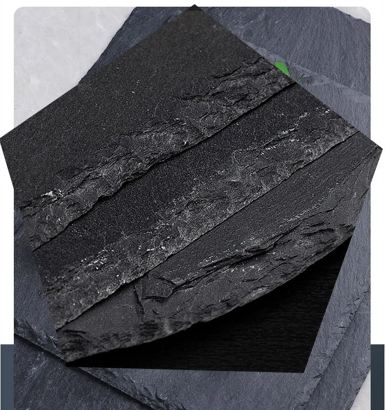 Wholesale Natural Healthy Materials Black Rectangle Slate Plate Steak Sushi Slate Dinner Plate Placemats Set
