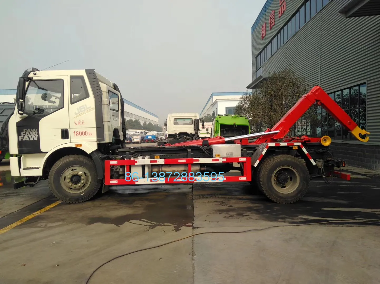Jiefang FAW 4x2 8 тонн контейнер для подъема Мусоровоз
