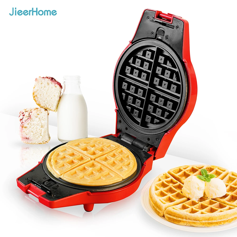 Mini Electric Temperature Control NonStick Smokeless Fixed Plate Press Fish Bubble Round Sandwich Maker Durable Easy Clean