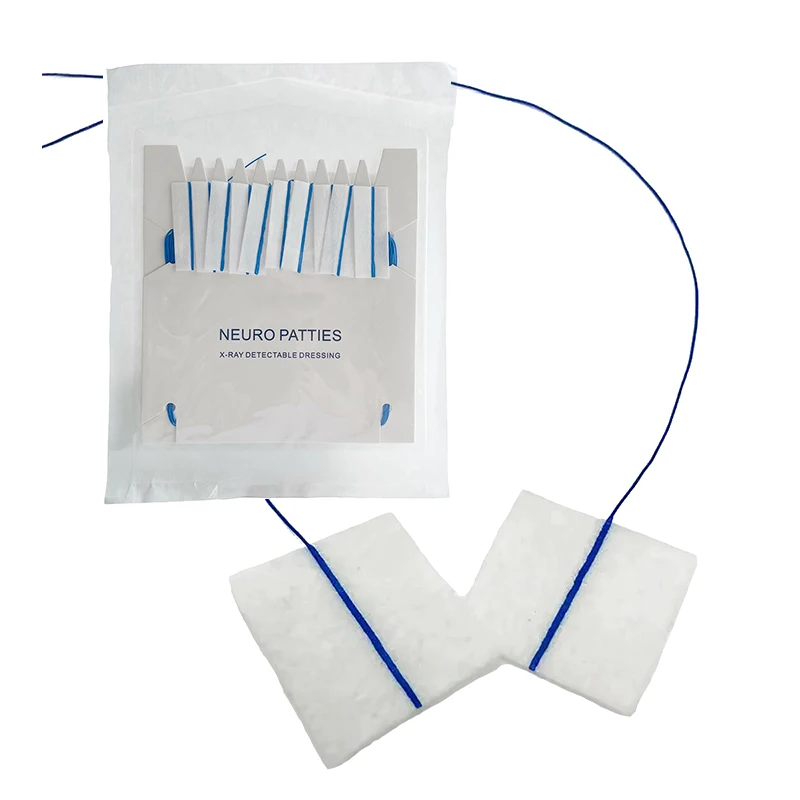Sterile Self-Adhesive Wound Dressings Neuro Pad or Neuro Sponges Surgical Patties with X-ray Detectable Thread