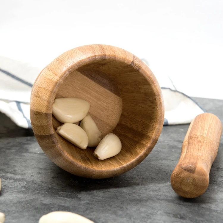 Wholesale high quality mortares pestles low price wooden handmade garlic masher for kitchen