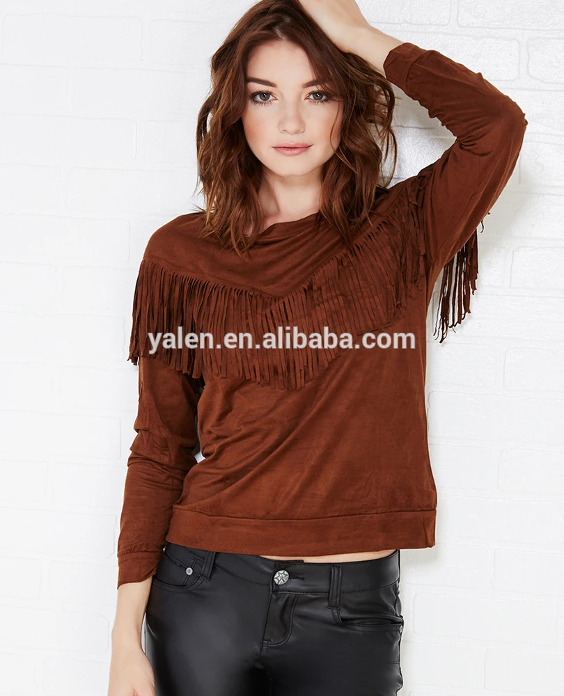 
2016 Women Glamorous Jewel Shirt Blouse/ Fashion Ladies Long Sleeve Brown Shirt 