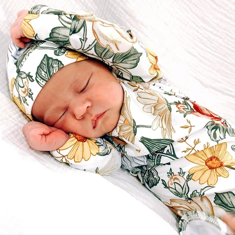 Baby Girl Newborn Receiving Blanket With Cap Set Swaddle Nursery Wrap