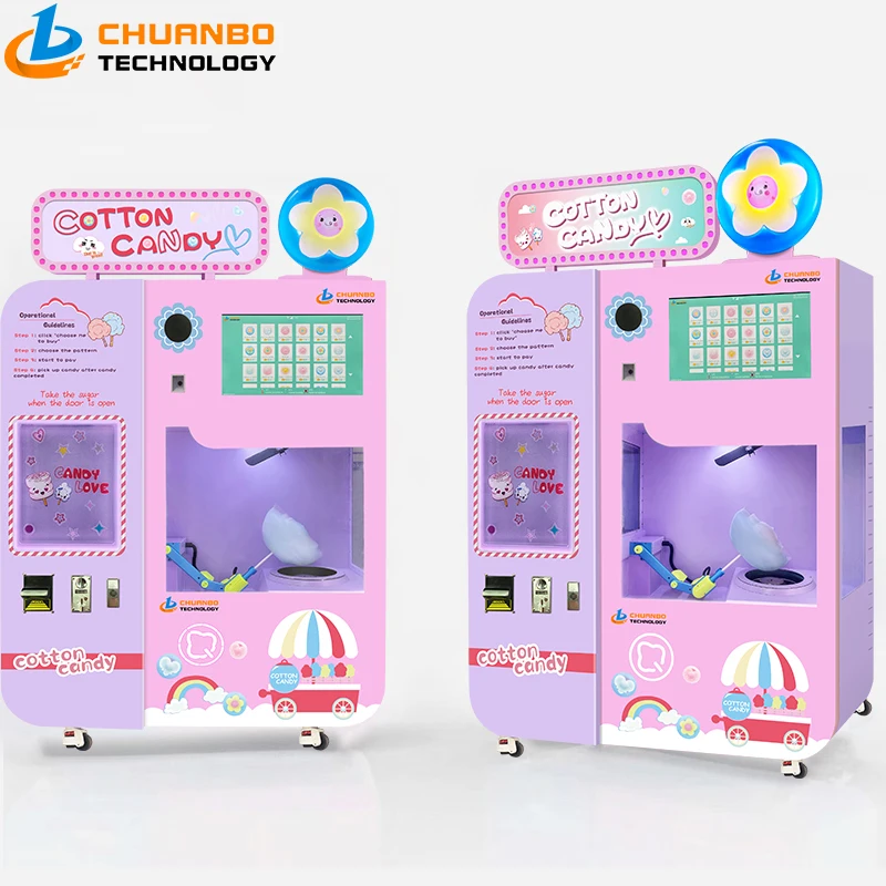 Chuanbo China Factory High Quality Cotton Candy Pink&Green Color Electric Commercial  Automatic Machine Cotton Candy