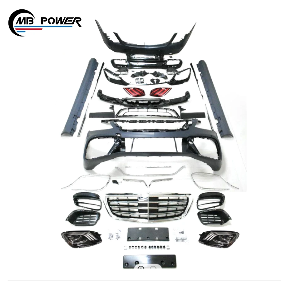 2019 2018 S class w222 S63 S65 S500 up grade to S63 S65 with headlamp and taillights side skirt