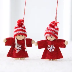 Wholesale Cute Christmas Toy Decoration Knitted Wool Felt Sweet Couple Doll Pendant Gift Scene Layout Ornament