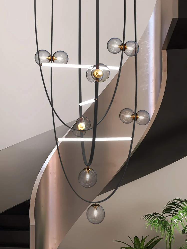 Italian Living Room Chandelier Designer Creative Belt Minimalist Pick Empty Model House Villa Stairwell Lighting