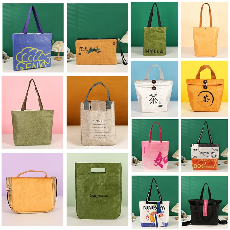 Custom Extra Large Waterproof Dupont Paper Zipper Tyvek Tote Bag Splash Proof With Inner Pocket for Shopping
