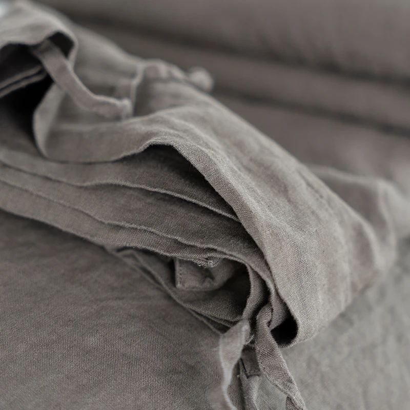 OEKO-TEX suppliers dark grey handmade 3 piece natural 100% washed french flax pure linen duvet cover