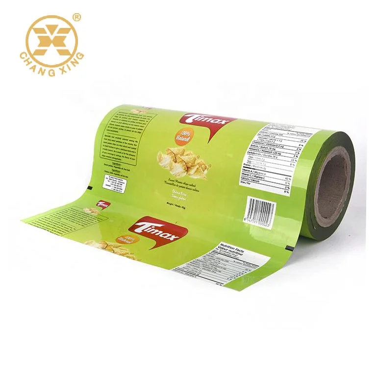 Food Film Roll Customized Printing Bopp Metalized Crisp Potato Plantain Chips Plastic Packaging Material