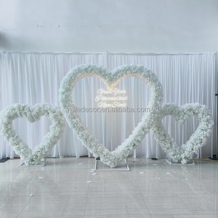 Red Rose Heart Shaped Arch Flower Backdrop for Wedding Decoration Ornament Artificial Garland