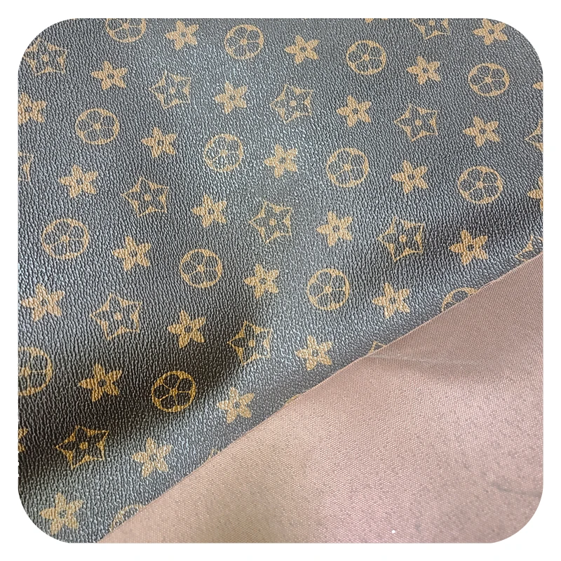 MOQ:1000M High quality PVC leather transfer monogram texture faux leather sheet synthetic PVC for lady bags making
