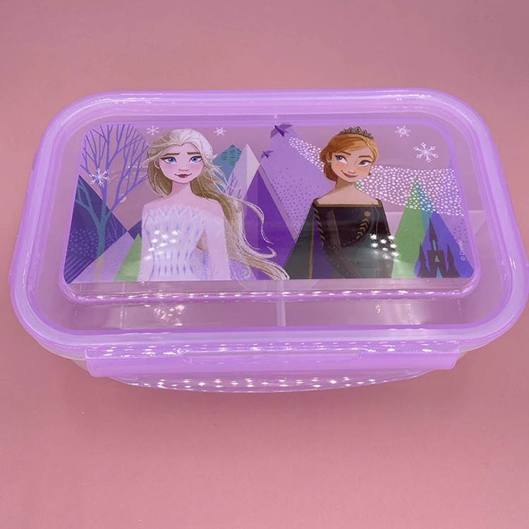 Food Grade Pp Material Dinnerware Sets Cartoon Printing Transparent Food Container School Lunch Bento Box For Kids
