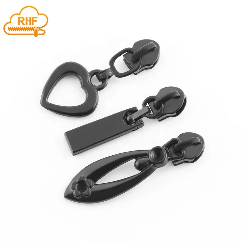 New Design Fashion Cosmetic Bag Black zip sliders #3 #5 Customizable Heart Shape Rectangle Zipper Puller