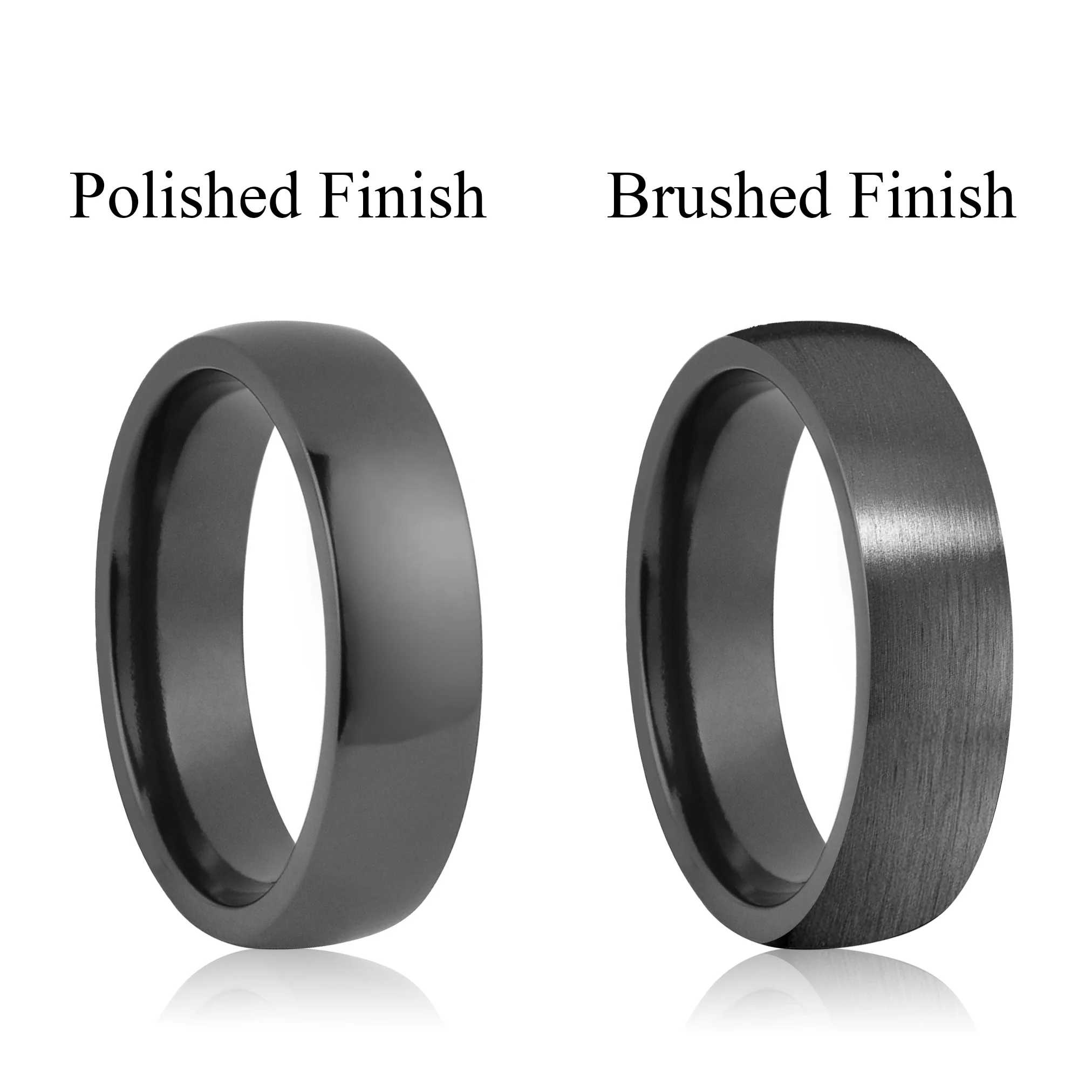 Simple Black Zirconium Rings Blank for Inlay