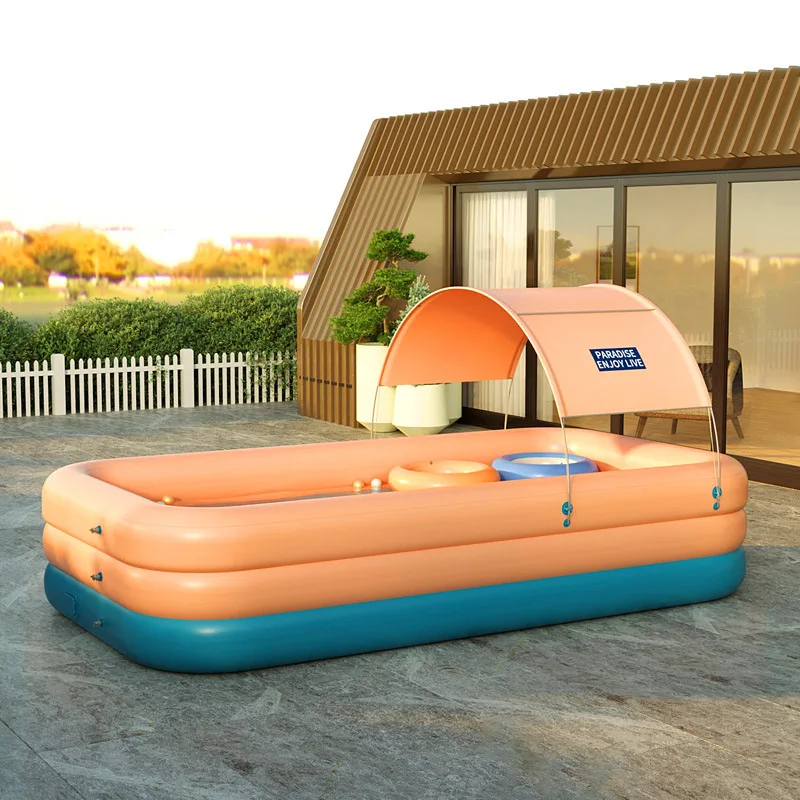 New Family Large Size Paddling Inflatable PVC Swimming Pool Outdoor Automatic Inflatable Tanning Tub Rectangular SPA Water Pool