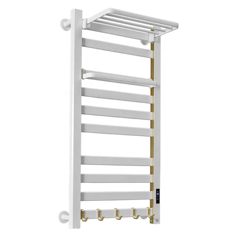 Waterproof towel dryer thermostat household electric towel shelf wall mounting rack with towel hooks