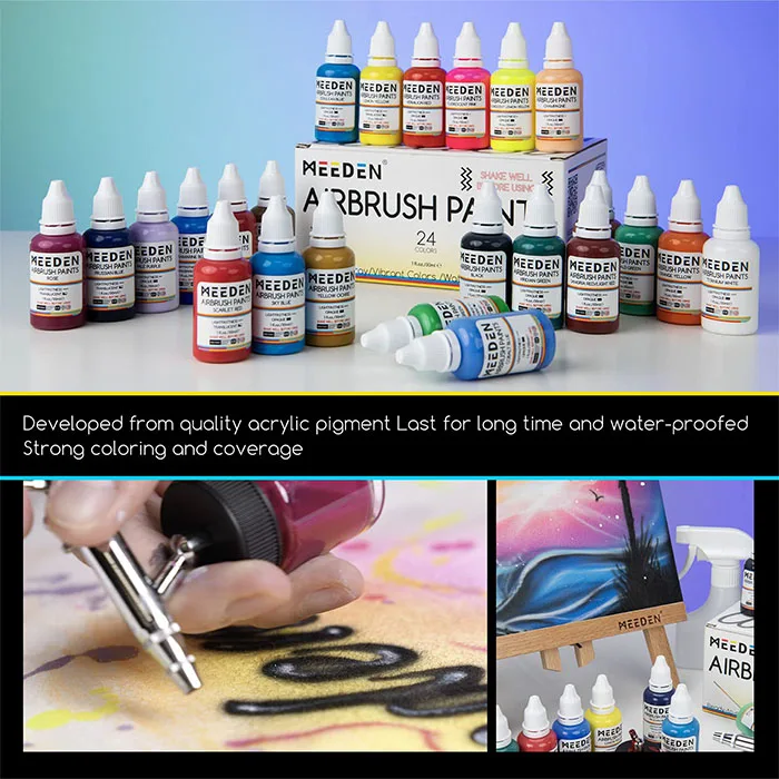 MEEDEN Factory Wholesale 24colors 30ml airbrush painting spray paint Professional Acrylic Color Paint