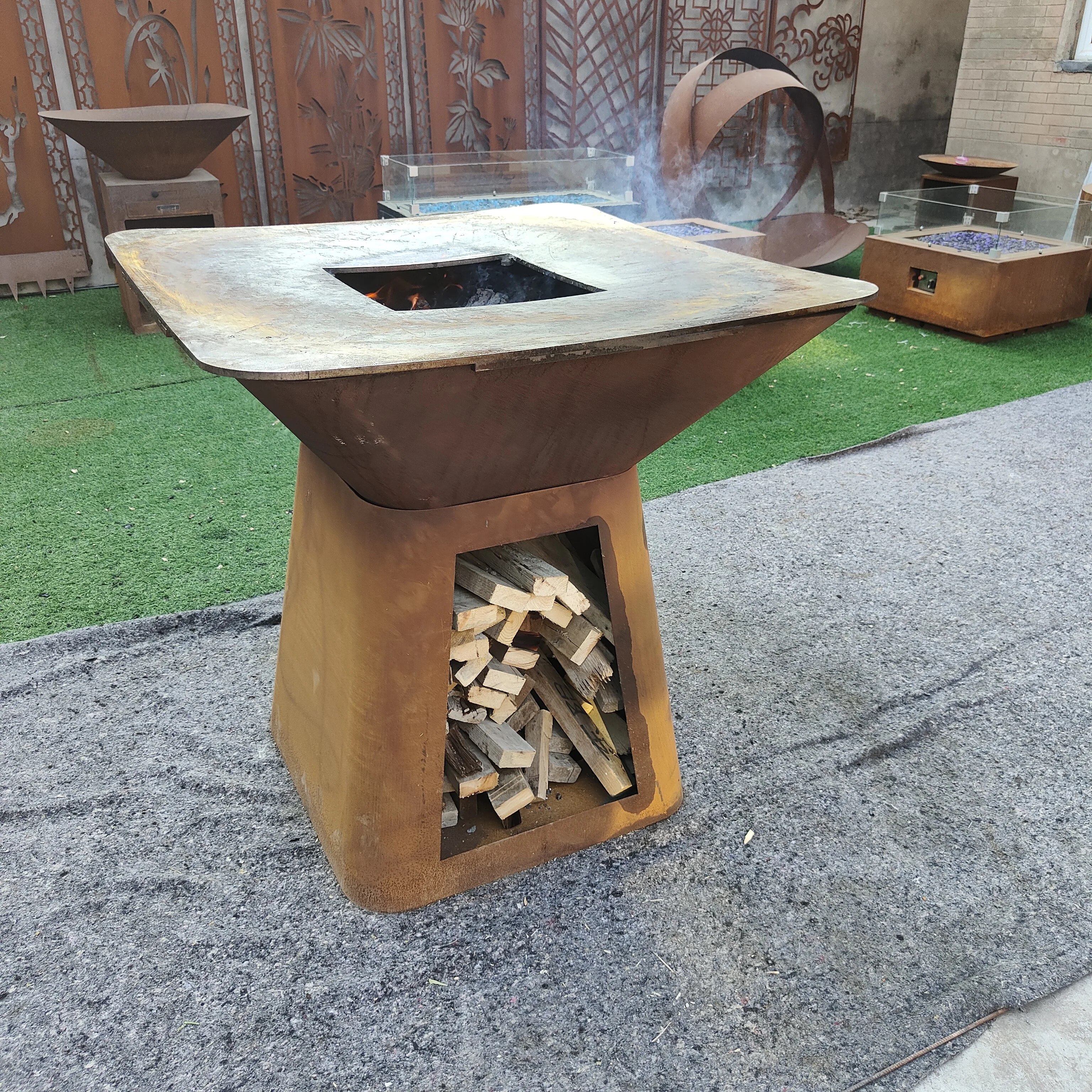 Corten steel bbq Fire Pit Heavy Large BBQ barbecue grills