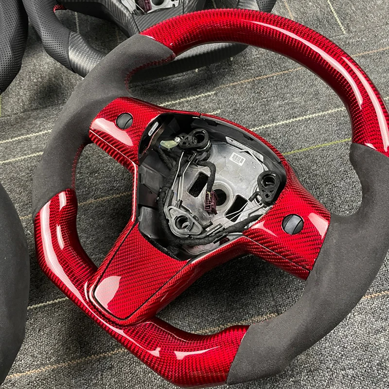 Carbon Fiber Steering Wheel For Tesla Model Y Model 3 2017 Alcantara Display Matte