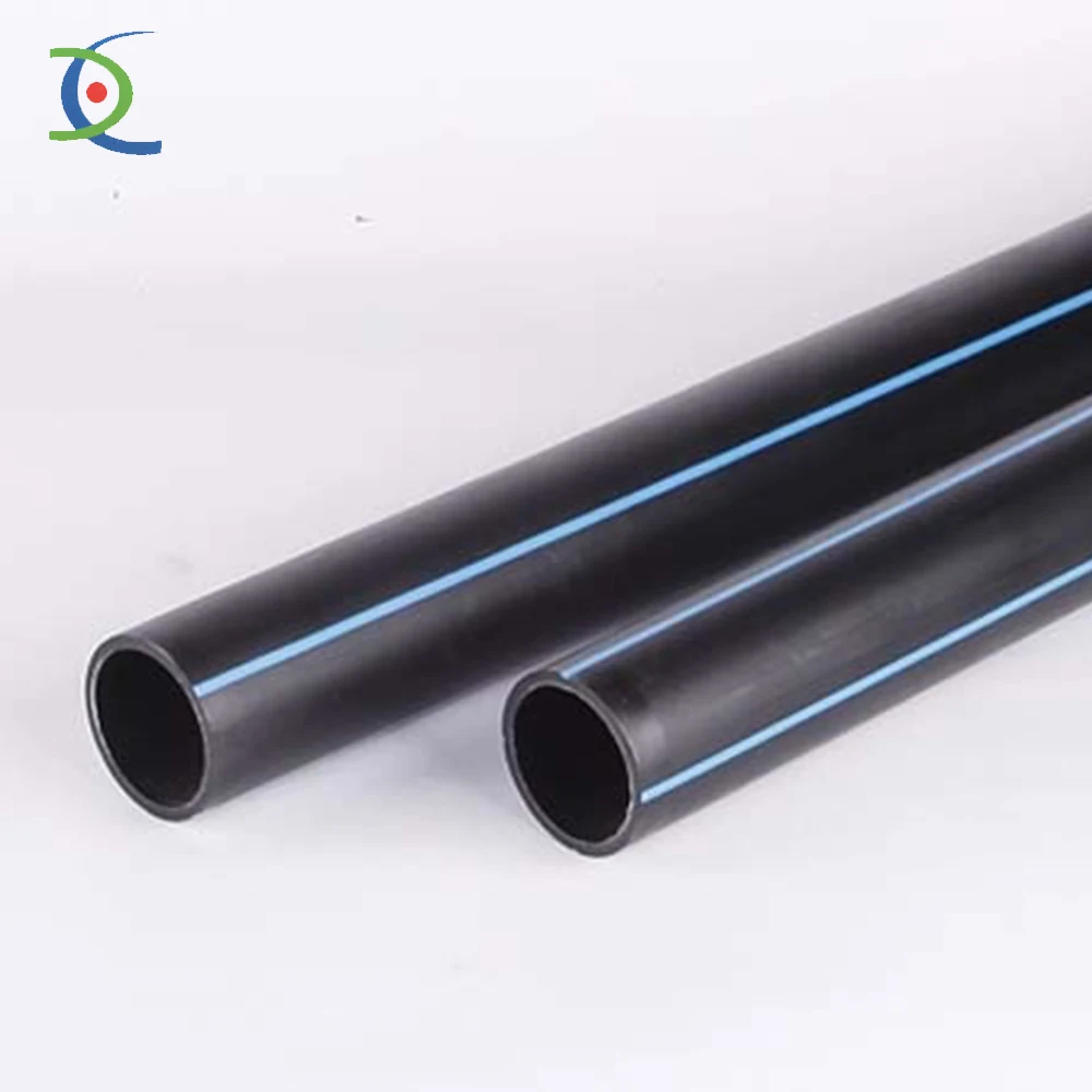 Factory customized coil black with blue strip hdpe pipes water supply irrigation pipe plastic pe roll pipe