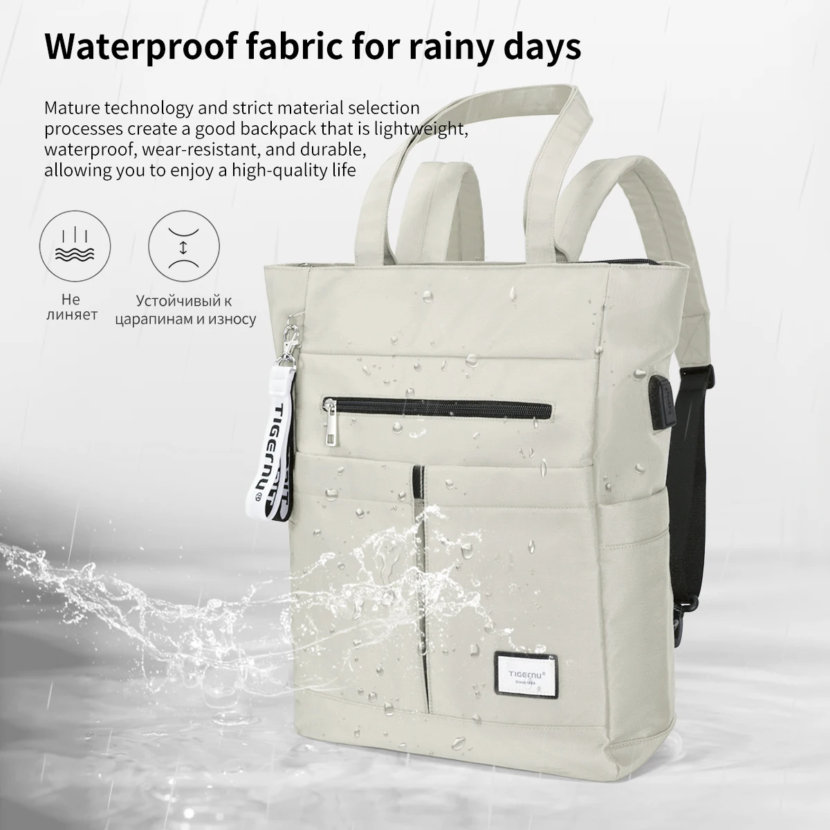 Tigernu T-S8632 Waterproof New Fashion Multipurpose Usb Charging Female Computer Bag Laptop Backpack for