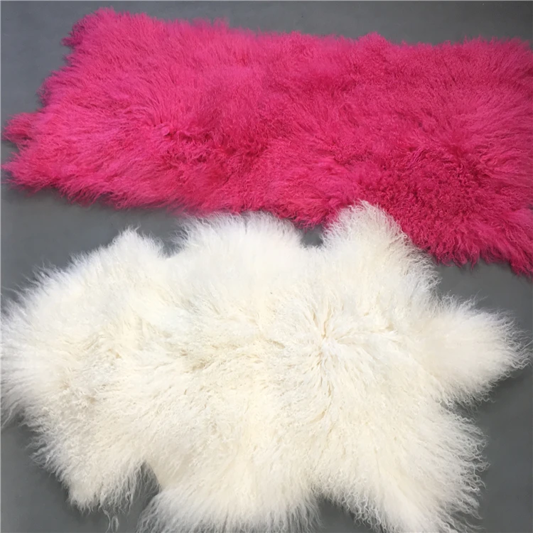 Lamb 120x60cm Yellow Sheepskin Rug Tibetan Mongolian Fur Blanket