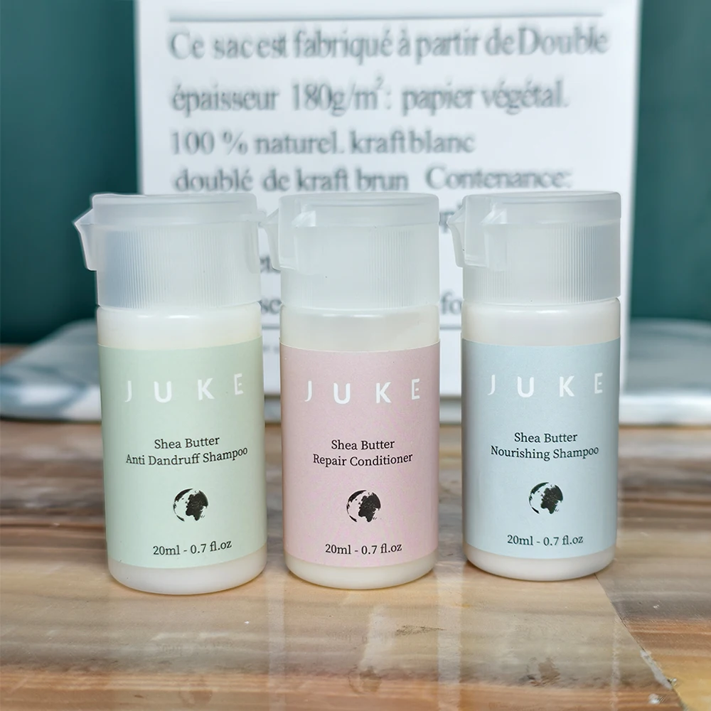 20ml Trial Hair Care Products Juke Shea Butter Wholesale Mini Hotel Shampoo and Conditioner Set Suppliers