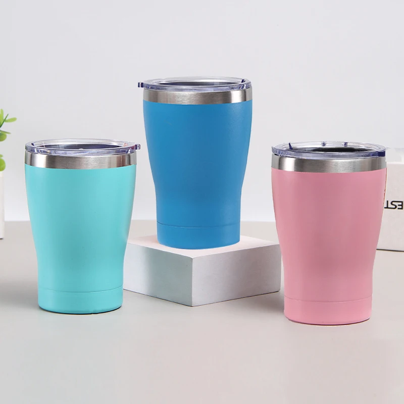 Wholesale Custom Luxury 350ML Wrapped Frosted Double Wall Blank Navy Blue Champagne Drink Tumbler Cups