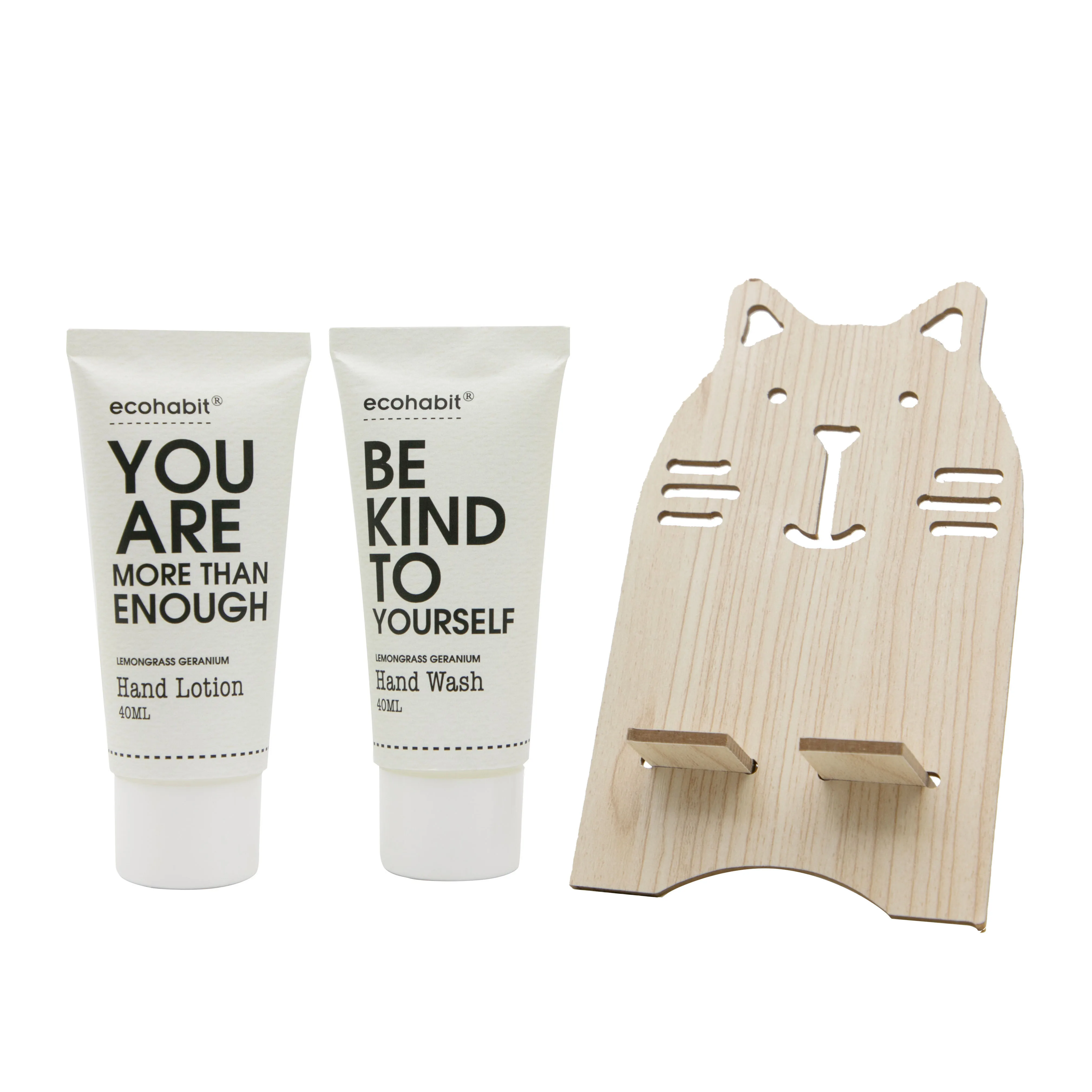 Wholesale Duo Mini Travel Hand Cream Lotion Tubes Hand Wash Hand Care Gift Set With Wooden Phone Holder