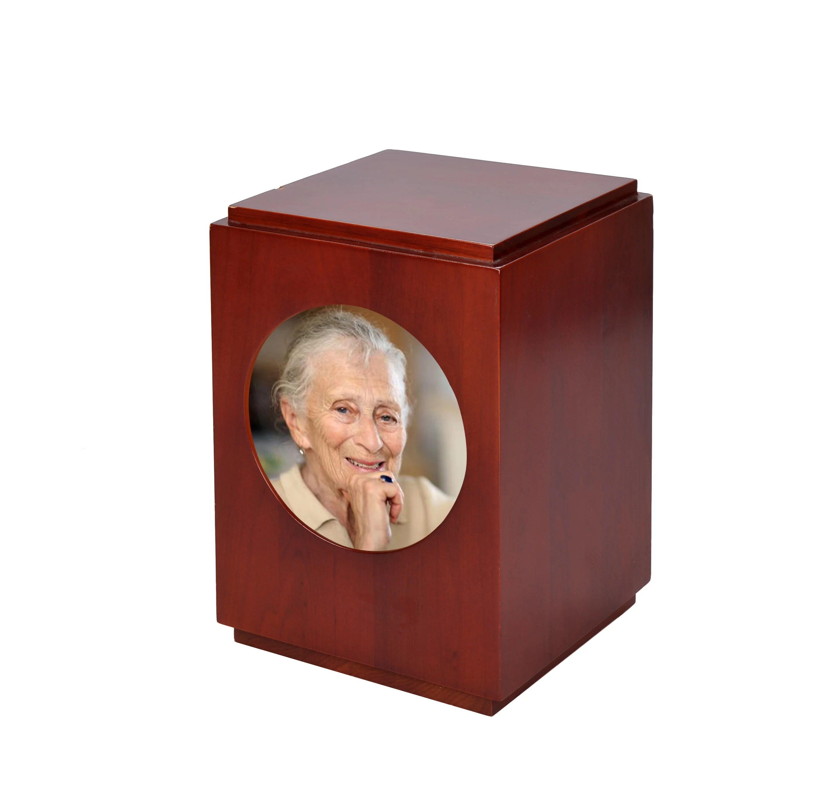 MKYA005 Wholesale Funeral picture frame with urn antique china wood urns for ashes photo frame urn