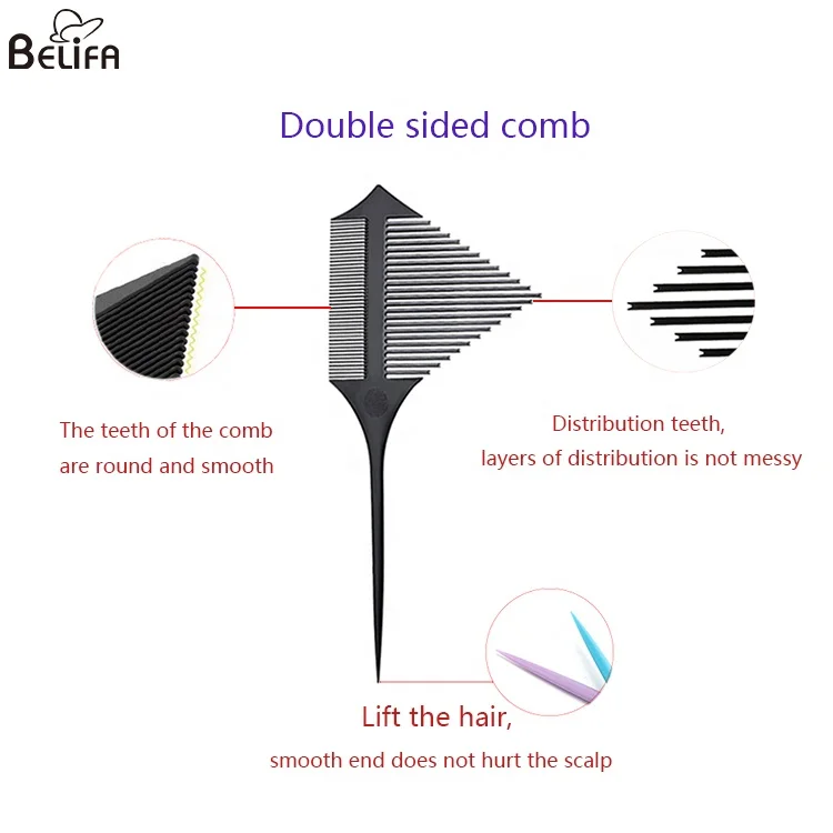 Hair styling salon dye point tip highlight comb plastic dual double head rat tail hair comb