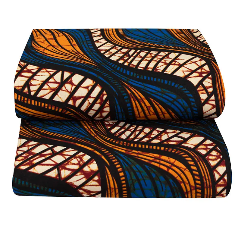 High quality Polyester Africa imitation wax cloth its geometric designs double-sided printed fabrics fashion fabric spot