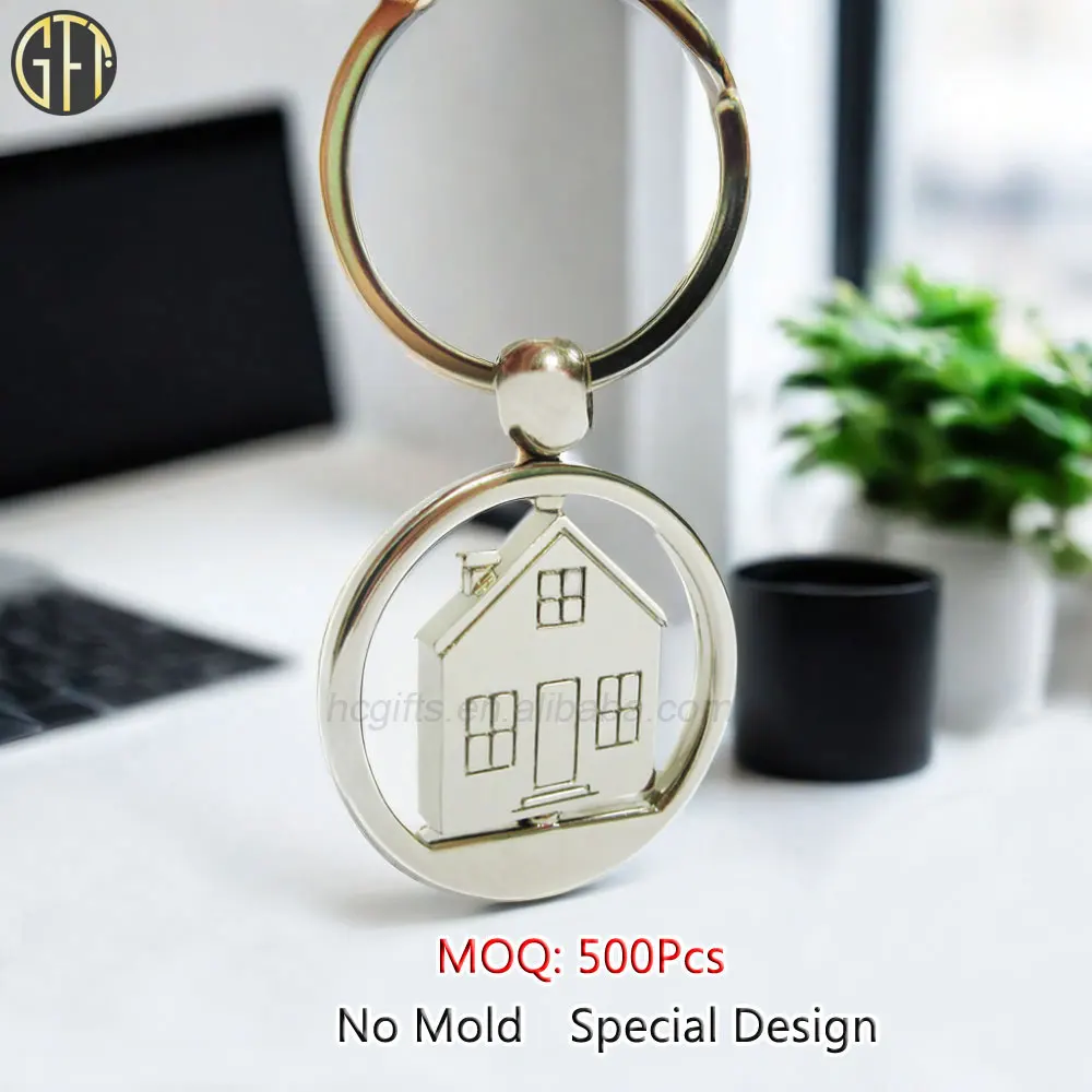 High Quality Blanks Sublimation Metal Key Chain House Shape Keying Factory Wholesale Custom Logo Blank Keychain