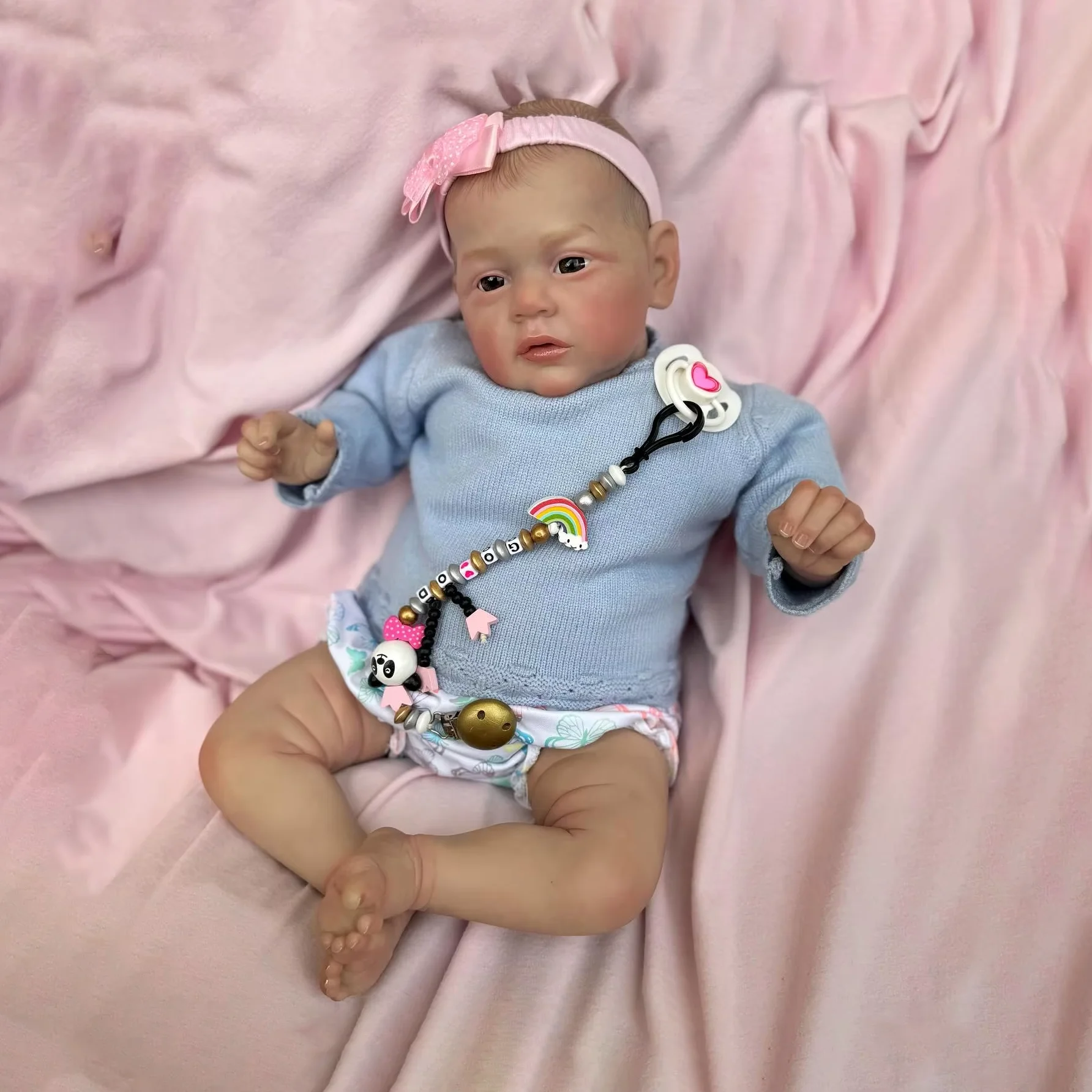 Cute round eyes sugar gel hand implant hairstyle special doll resurrection 22 inch realistic newborn doll