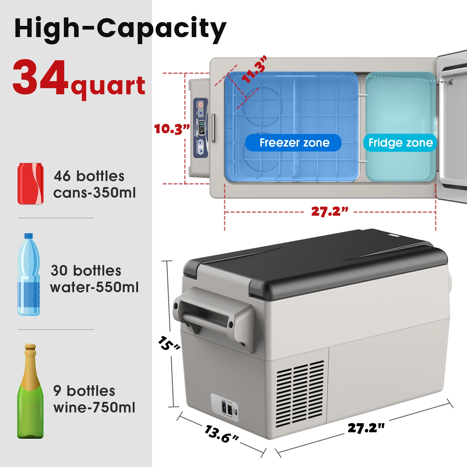 32l DC 50W 12/24v compressor car freezer car cooler freezer refrigerator for camping
