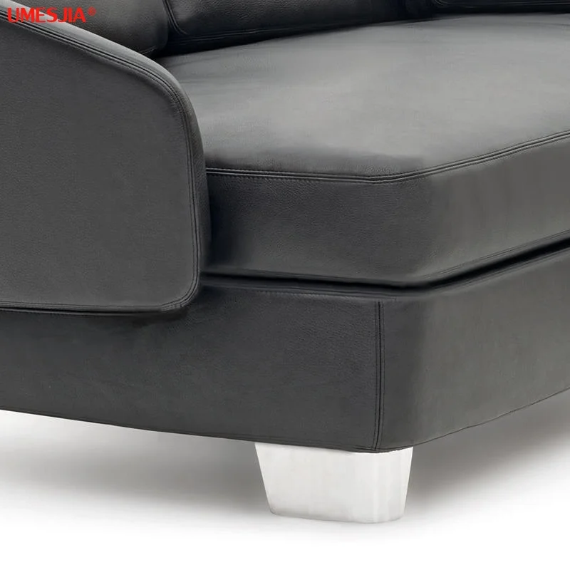 Modern Italy Style Luxury Lawson Medium semi-round sofa Living Room Genuine Leather Sofa With Stainless steel Leg