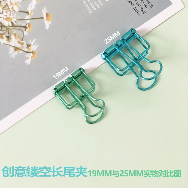 Middle Size Color Paper Clip Vintage Bronze Hallow Durable Metal Binder Clips Memo Clips Paper Clamps Bookmark