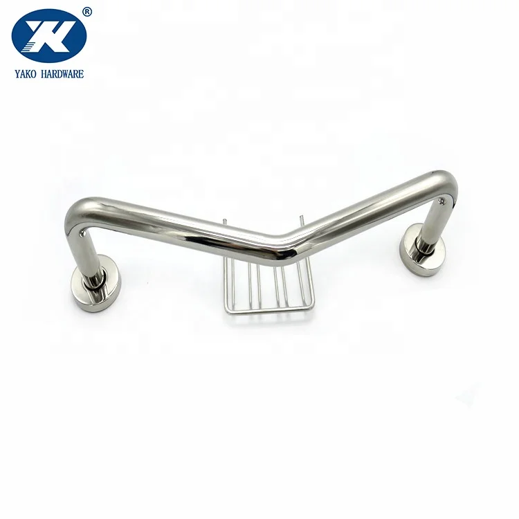 Bathroom Grab Bar with Shelf Stainless Steel Bathtub Arm Safety Grip Pull Customized Shower Handle Wall Mounted Grab Bars