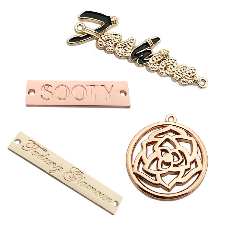 Washable engraved brand logo Custom metal name label tags for clothes