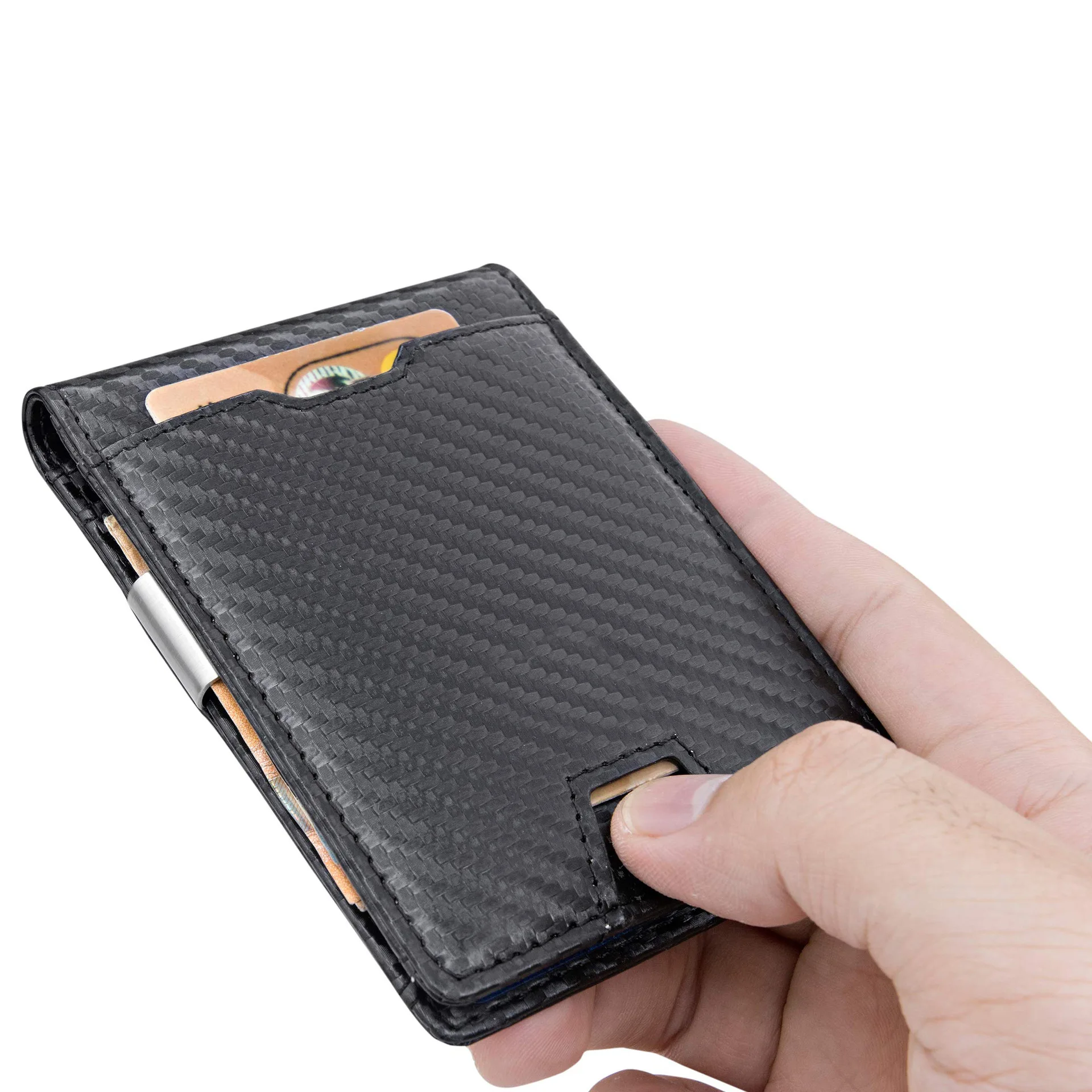  Мужской кошелек RFID из углеродного волокна с блокировкой Rfid искусственной кожи тонкие металлические кредитные карты