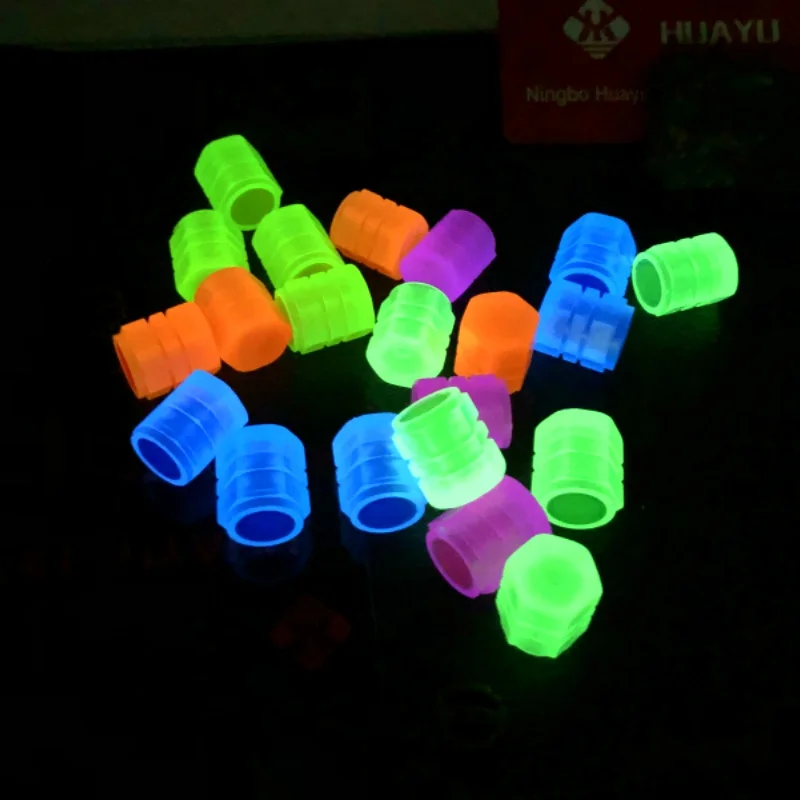 Fluorescent Car Tire Air Dust Cover Luminous Glow in The Dark Valve Stem Caps