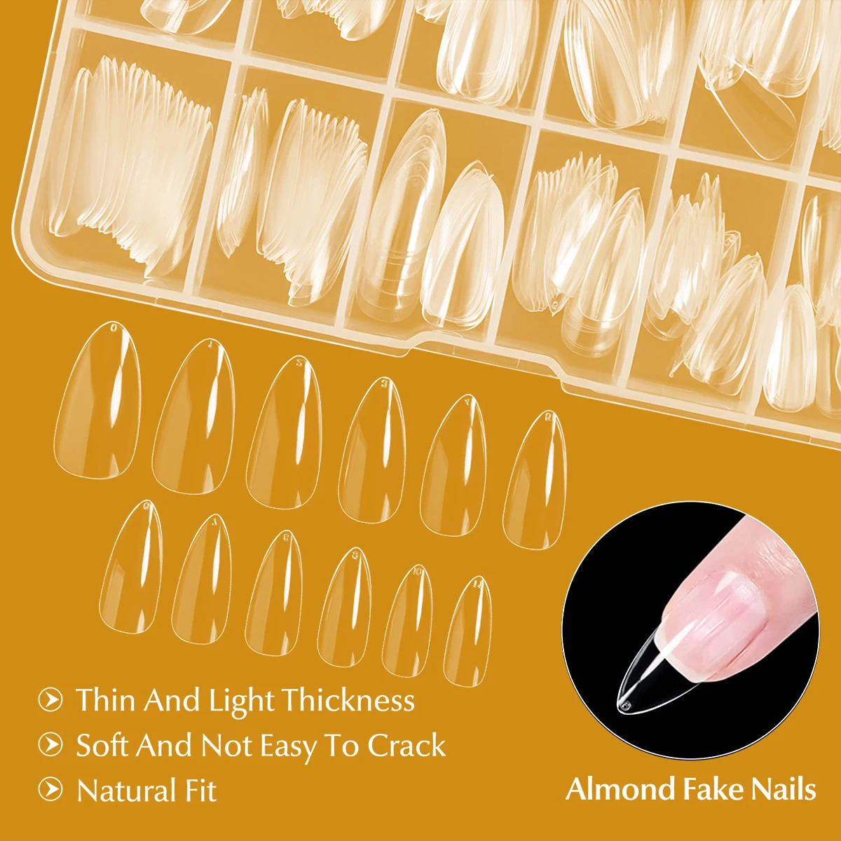 Popular 120 pcs 12 sizes mini clear box full cover soft gel x nail tips