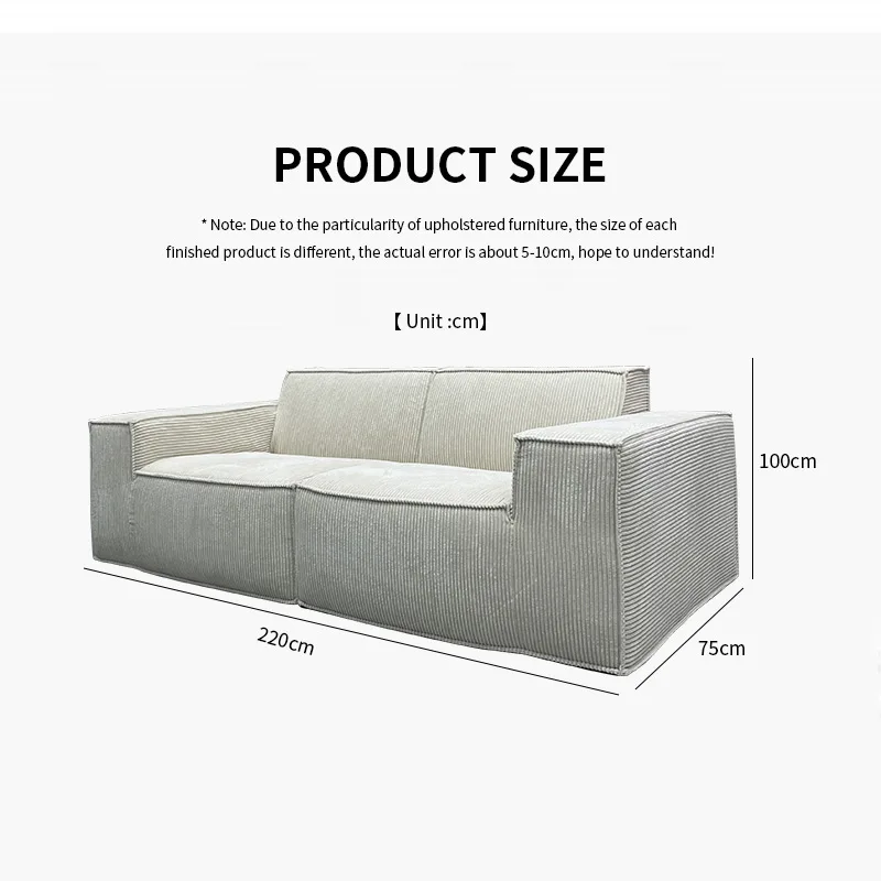 Nordic Corduroy Compact Sofa Couch Set Furniture Living Room 3 Seat Sofa Soft Fabric Recliner Lazy Compression Floor Sofa Set